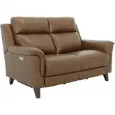 Kester Power Reclining Loveseat with Power Headrests in Cashmere Walnut Top-Grain Leather